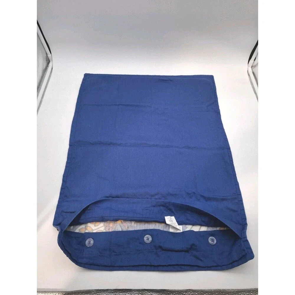 Anthropologie Pillow Sham Case 100% Cotton 28X22 Wild Blue Gold Maroon Print